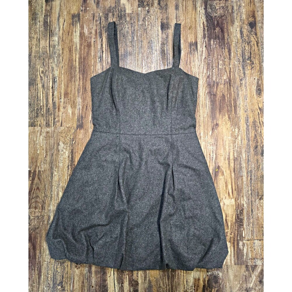 Rugby Ralph Lauren Gray Flannel Wool/Nylon Fit & Flare Square Neck Dress Sz 6
